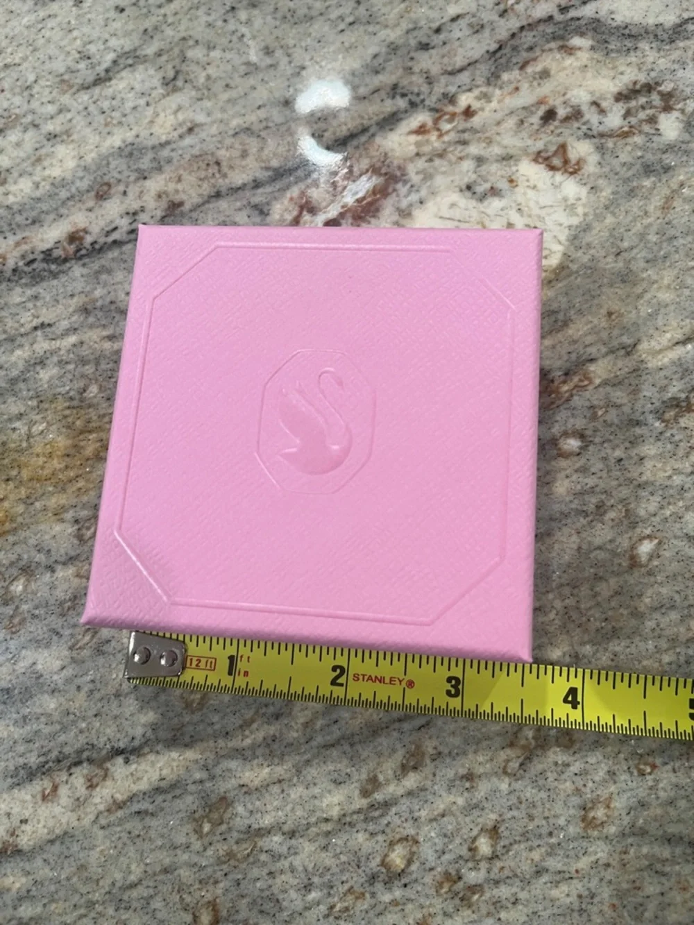 Swarovski Pink Square Luxury Jewelry Box with Embossed Swan